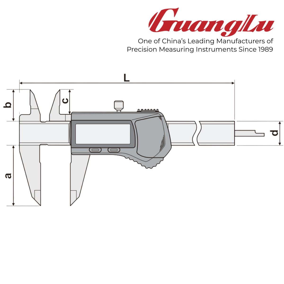 Guanglu Bluetooth Digital Caliper Dimension