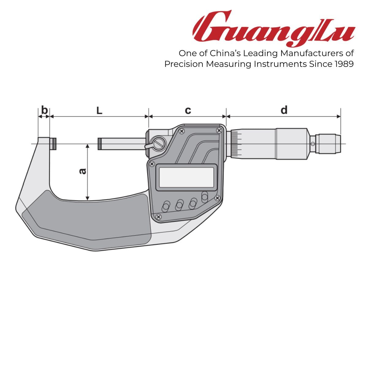 Guanglu IP65 Digital Micrometer Dimension